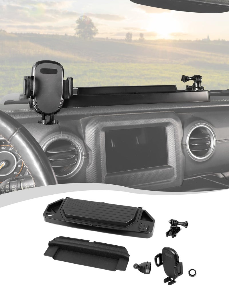 Hoolcar Dash Phone Mount Holder for 20182023 Jeep Wrangler JL 24 Door  Gladiator JT Accessories Dashboard Storage Box Dash Board Tray with Cover Interior Accessories